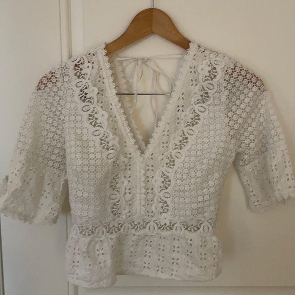 A&F white lace top